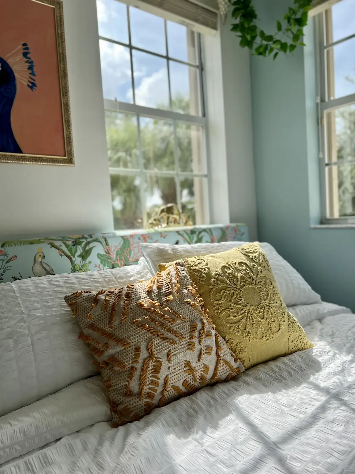 Decorative pillows with rolled towels